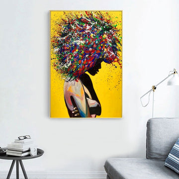 Girl portrait canvas print oil wall art poster