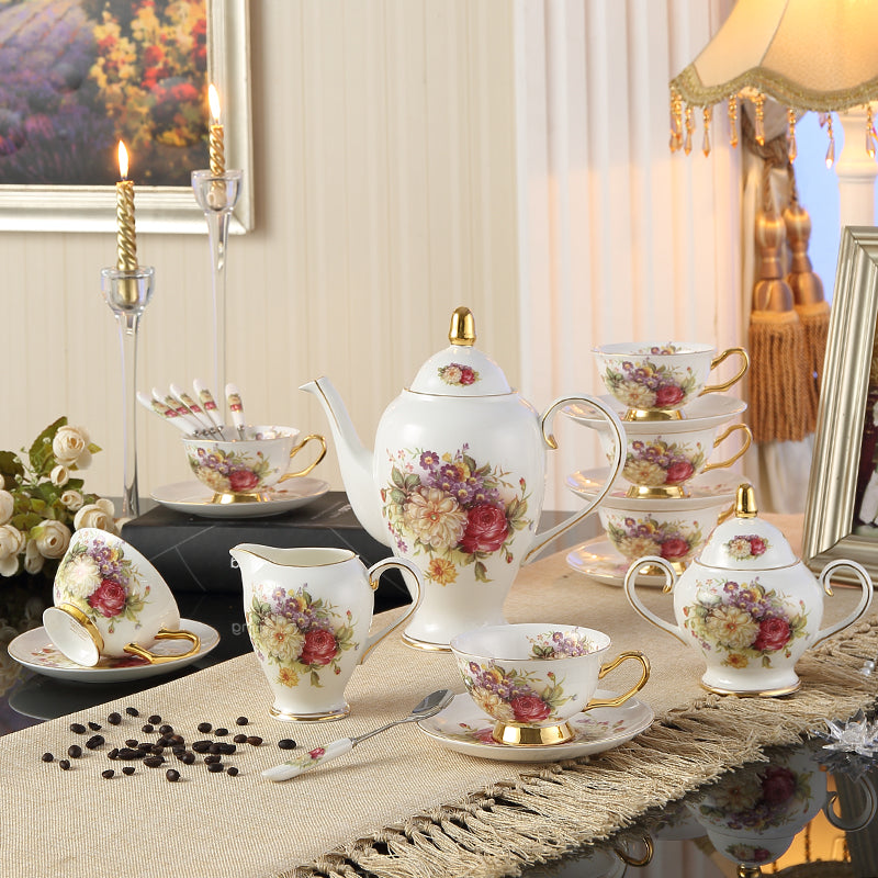 Exquisite Flower Saucer Tea Set