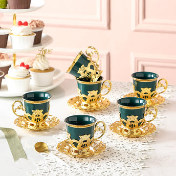 Electroplating Ceramic Flower Tea Cup Set