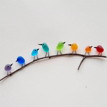 Sea Glass Rainbow Bird Ornaments