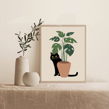 Cat Drawing Cute Canvas Painting