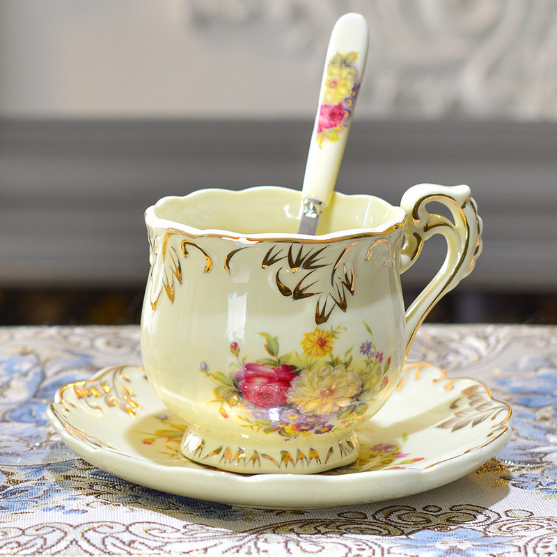 Afternoon Ceramic Tea Cup Spoon Set