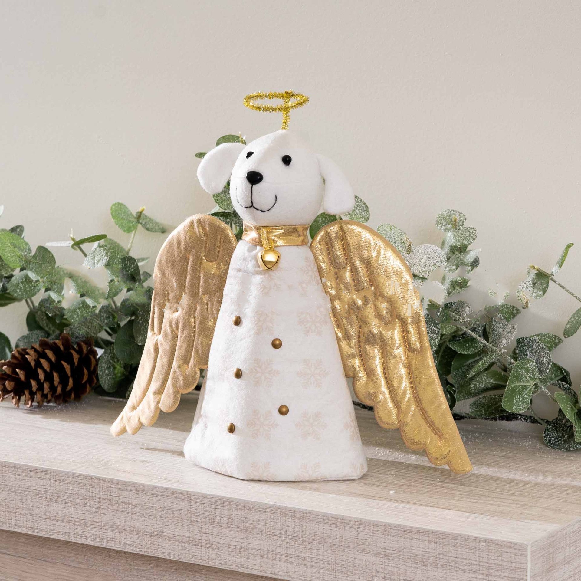 Christmas Miracle Golden Angel Dog Artisan Tree Topper