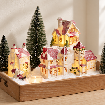 Cross-Border New Christmas Decorations Nordic Resin House Ornaments with Lights Window Scene Layout Shooting Props