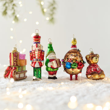 Nutcracker Stained Glass Christmas Tree Ornament Set
