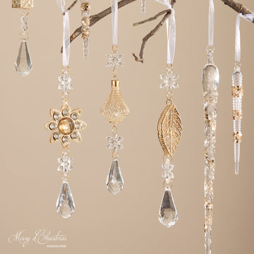 Clear Acrylic and Metal Christmas Tree Hanging Ornaments