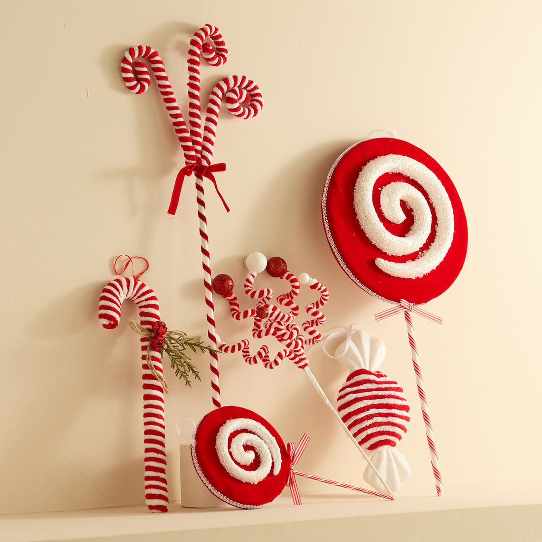 Cross-Border New Red and White Foam Pendant Crutches Lollipops Candy Christmas Tree Decorations Pendants Scene Hangings