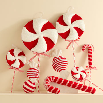 Cross-Border New Red and White Foam Pendant Crutches Lollipops Candy Christmas Tree Decorations Pendants Scene Hangings