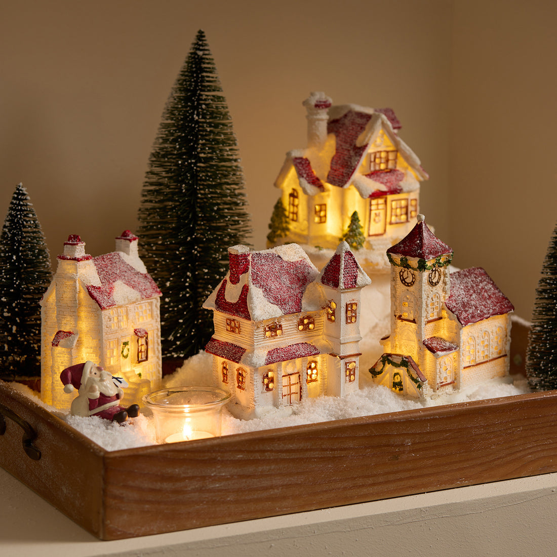 Cross-Border New Christmas Decorations Nordic Resin House Ornaments with Lights Window Scene Layout Shooting Props