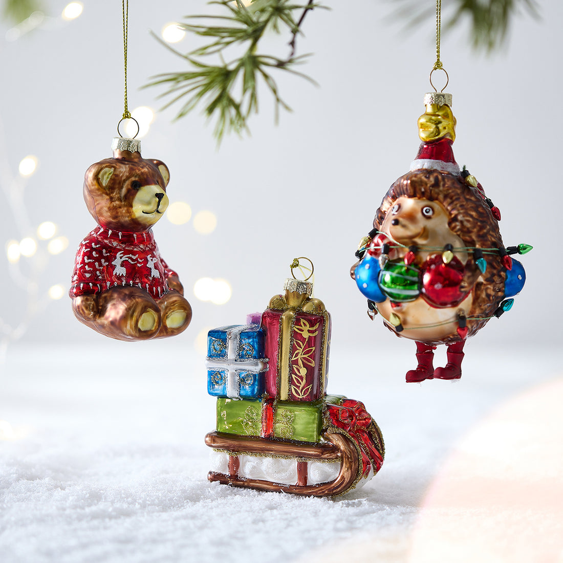 Nutcracker Stained Glass Christmas Tree Ornament Set