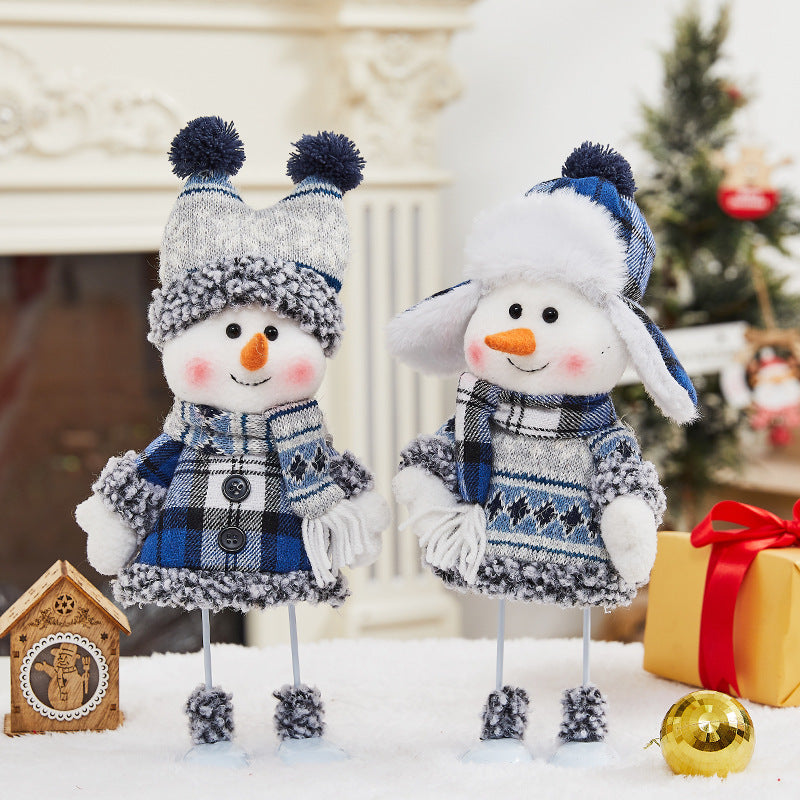 Blue Skiing Snowman Christmas Tabletop Decoration
