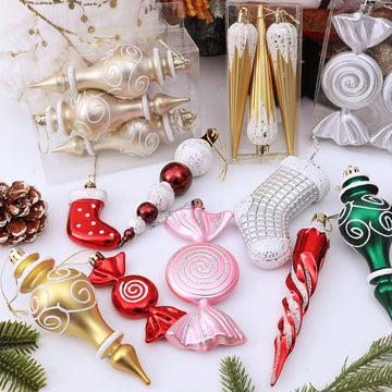 Hand-Painted Flat Candy Christmas Tree Ornaments Set