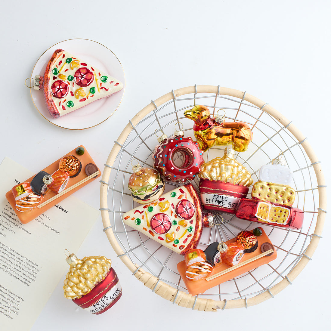 Novelty Food-Shaped Christmas Tree Ornaments Set