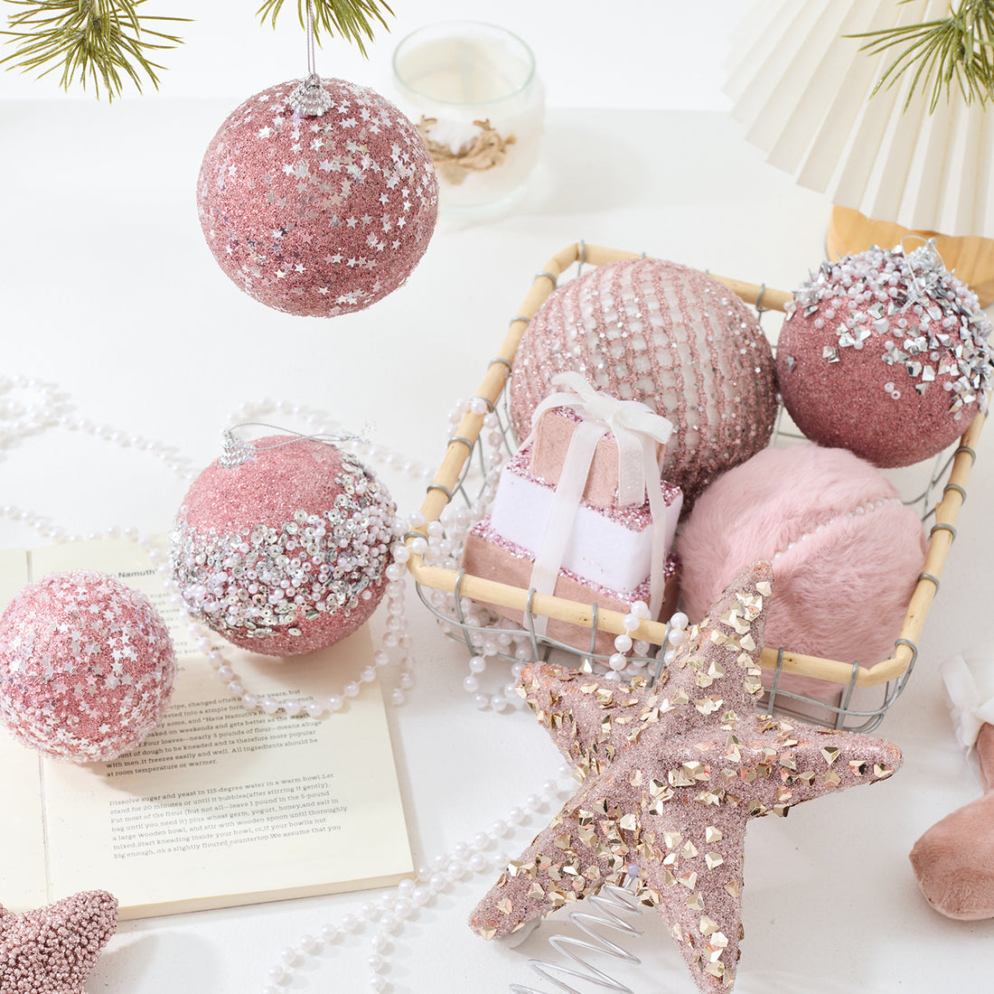Pink Star Christmas Tree Topper Ornament