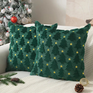 Christmas Tree Faux Fur Pillow Cover