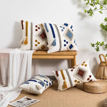 Boho Tufted Cushion Cover with Tassels