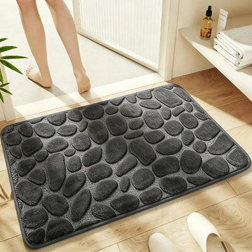 Pebble Embossed Flannel Non-Slip Bathroom Rug