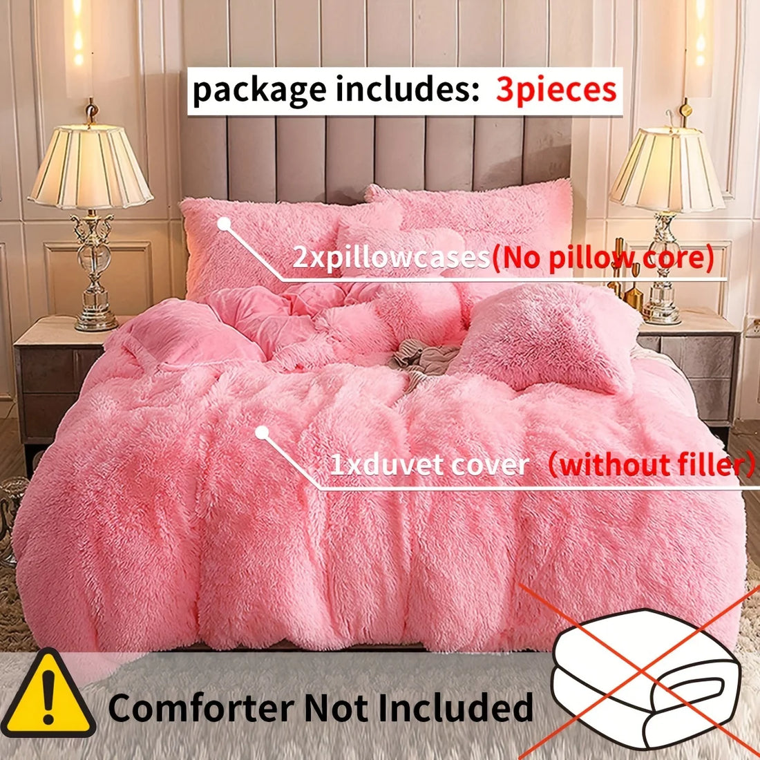 3-Piece Plush Duvet Cover Set for Cozy Bedroom Comfort