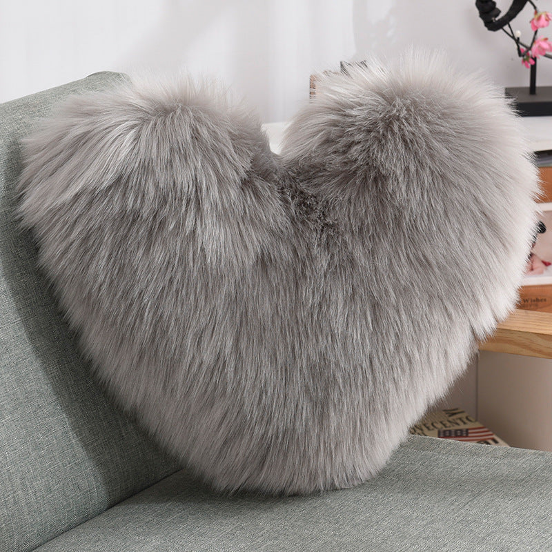 Heart Shape Plush Cushion Cover