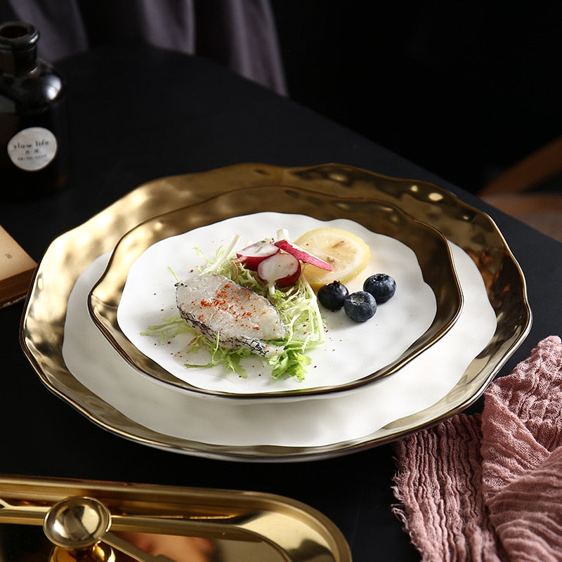 Gold Inlay Edge Luxury Dinner Set