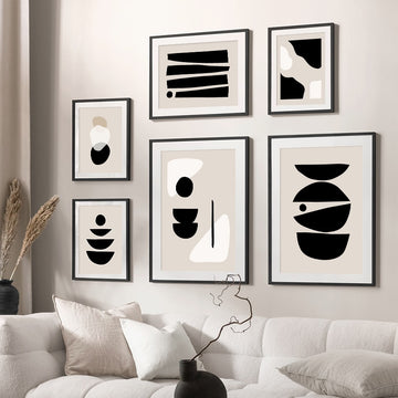 Abstract Geometric Beige Black Poster