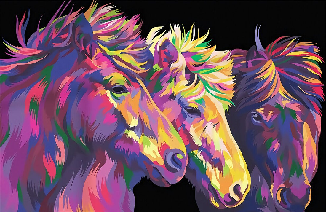 Three Large Size Horses Painting